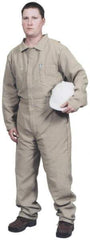 Stanco Safety Products - Size M, Tan, Zipper, Flame Resistant/Retardant Coverall - 38 to 40" Chest, Indura, 7 Pockets, Elastic Waistband, Full Action Back, 2-Way Concealed Zipper - Makers Industrial Supply