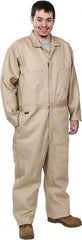 Stanco Safety Products - Size L, Tan, Zipper, Flame Resistant/Retardant Coverall - 42 to 44" Chest, Indura, 7 Pockets, Elastic Waistband, Full Action Back, 2-Way Concealed Zipper - Makers Industrial Supply