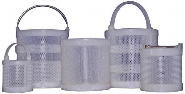 Made in USA - Round Polypropylene Dipping Basket - 3/16" Perforation, 6" Wide - Makers Industrial Supply