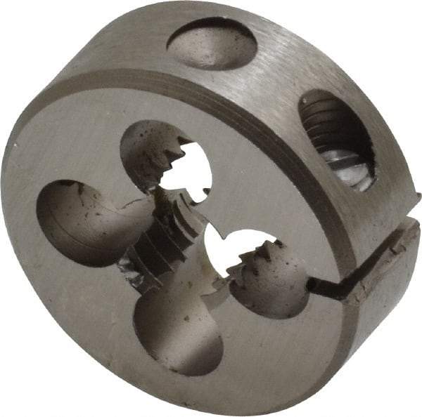 Irwin Hanson - 3/8-16 UNC Thread, 1" Outside Diam Carbon Steel Round Die - 3/8" Thick, Right Hand Thread, Adjustable - Exact Industrial Supply