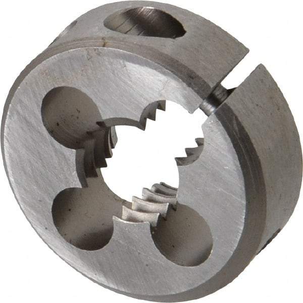 Irwin Hanson - 7/16-14 UNC Thread, 1" Outside Diam Carbon Steel Round Die - 3/8" Thick, Right Hand Thread, Adjustable - Exact Industrial Supply