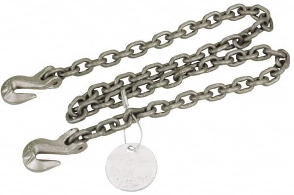 Pewag - 5' Long, 2,100 Lb Basket Capacity, 2,100 Lb Vertical Capacity, Alloy Steel Web Sling - SGG Chain Sling, 7/32" Diam Chain, Silver (Color), with 2 Grab Hooks - Makers Industrial Supply