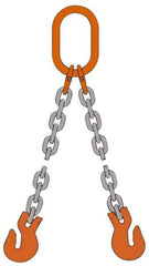 Pewag - 10' Long x 10" Wide, 15,200 Lb Basket Capacity, 15,200 Lb Vertical Capacity, Alloy Steel Web Sling - DOG Chain Sling, 3/8" Diam Chain, Self-Colored, with 2 Grab Hooks & Master Link - Makers Industrial Supply