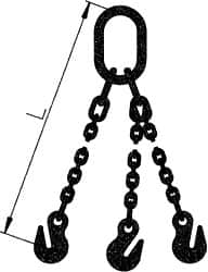 Pewag - 10' Long x 10" Wide, 39,000 Lb Basket Capacity, 39,000 Lb Vertical Capacity, Alloy Steel Web Sling - TOG Chain Sling, 1/2" Diam Chain, Self-Colored, with 3 Grab Hooks & Master Link - Makers Industrial Supply