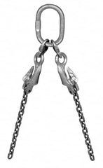 Pewag - 5' Long, 2,100 Lb Basket Capacity, 2,100 Lb Vertical Capacity, Alloy Steel Web Sling - SOG Chain Sling, 7/32" Diam Chain, Silver (Color), with Grab Hook, Master Link & Shortening Hook - Makers Industrial Supply