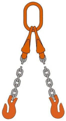 Pewag - 5' Long x 10" Wide, 7,500 Lb Basket Capacity, 7,500 Lb Vertical Capacity, Alloy Steel Web Sling - DOG Chain Sling, 9/32" Diam Chain, Self-Colored, with 2 Grab Hooks, Master Link & 2 Shortening Hooks - Makers Industrial Supply