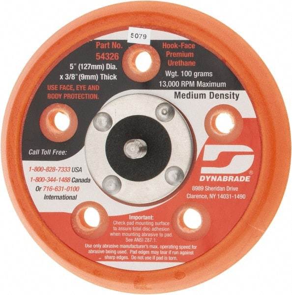 Dynabrade - 5" Diam Hook & Loop Disc Backing Pad - Medium Density, 13,000 RPM - Makers Industrial Supply