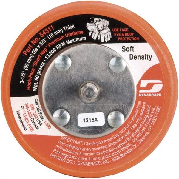 Dynabrade - 3-1/2" Diam Hook & Loop Disc Backing Pad - Soft Density, 13,000 RPM - Makers Industrial Supply