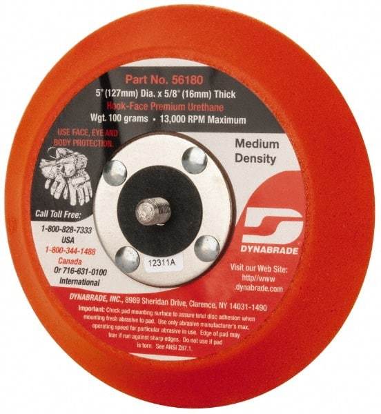 Dynabrade - 5" Diam Hook & Loop Disc Backing Pad - Medium Density, 13,000 RPM - Makers Industrial Supply