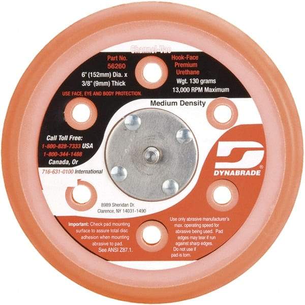 Dynabrade - 6" Diam Hook & Loop Disc Backing Pad - Medium Density, 13,000 RPM - Makers Industrial Supply