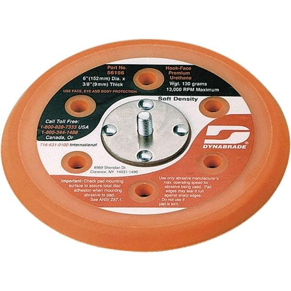 Dynabrade - 6" Diam Hook & Loop Disc Backing Pad - Soft Density, 13,000 RPM - Makers Industrial Supply