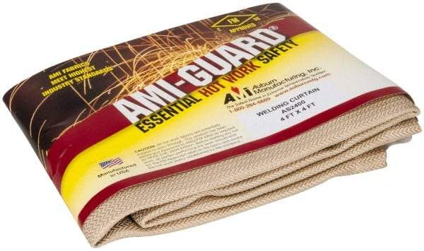 Auburn Mfr - 4' High x 4' Wide x 0.04" Thick Silica Welding Curtain - Tan, Grommet - Makers Industrial Supply