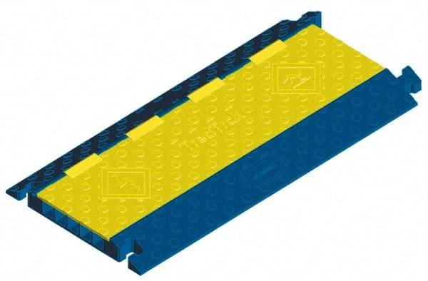 Hubbell Wiring Device-Kellems - 5 Channel, T-Shaped, Drop Over Cable Ramp - 25 Inch Long x 20 Inch Wide x 2.31 Inch High, Yellow and Blue - Makers Industrial Supply