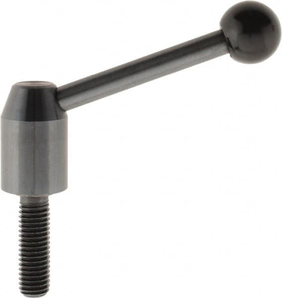 J.W. Winco - M10 x 1.5, 13.5mm Hub Diam, Steel Threaded Stud Adjustable Clamping Handle - 70mm OAL, 33.5mm High - Makers Industrial Supply