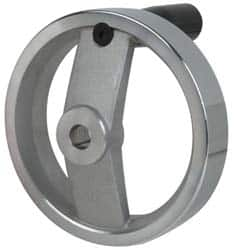 Value Collection - 4.92", 2 Spoke Handwheel with Rectractable Handle - 1.22" Hub, Aluminum, Polished Finish - Makers Industrial Supply