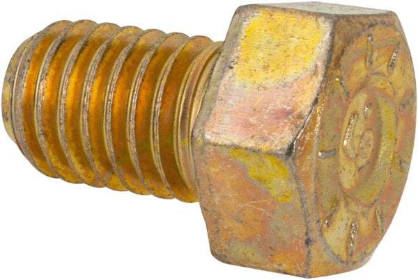 Made in USA - 1/2-13 UNC, 3/4" Length Under Head Hex Head Cap Screw - Fully Threaded, Grade L9 Alloy Steel, Zinc Yellow Dichromate Finish, 3/4" Hex - Makers Industrial Supply