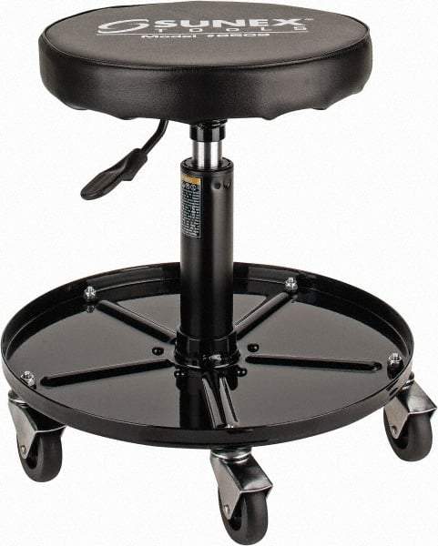 Sunex Tools - 15-1/2 to 20-1/2" High, Adjustable Height Stool - Vinyl Seat, Black - Makers Industrial Supply