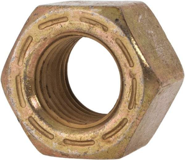 Made in USA - 7/16-20 UNF Steel Right Hand Hex Nut - 11/16" Across Flats, 0.445" High, Zinc Yellow Dichromate Cad & Waxed Finish - Makers Industrial Supply