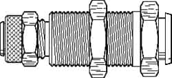 Parker - 1/4" OD, Grade 316Stainless Steel Bulkhead Coupler Body - 150 Max Working psi, 5/8" Hex, Comp x Comp Ends - Makers Industrial Supply