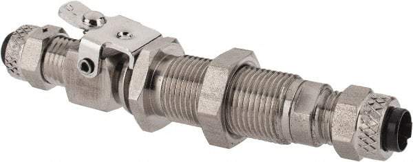 Parker - 1/4" OD, Grade 316Stainless Steel Single End Shutoff Bulkhead Coupler - 150 Max Working psi, 5/8" Hex, Comp x Comp Ends - Makers Industrial Supply