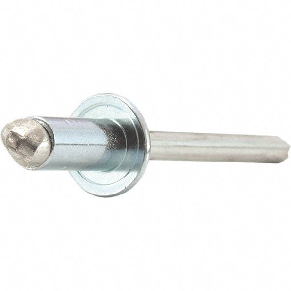 STANLEY Engineered Fastening - Size 8 Dome Head Steel Open End Blind Rivet - Steel Mandrel, 0.376" to 1/2" Grip, 1/4" Head Diam, 0.257" to 0.261" Hole Diam, 0.153" Body Diam - Makers Industrial Supply