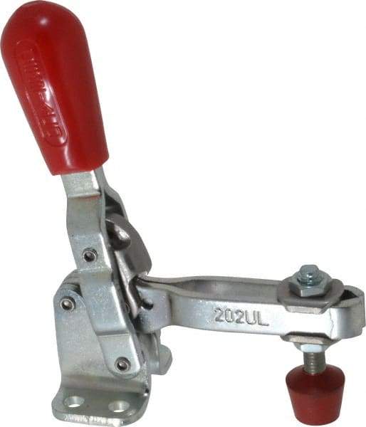 De-Sta-Co - 200 Lb Holding Capacity, Vertical Handle, Manual Hold Down Toggle Clamp - 65° Handle Movement, 105° Bar Opening, U-Bar, Flanged Base, Electro-Plated Zinc, Carbon Steel - Makers Industrial Supply