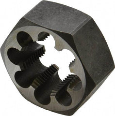 Interstate - M33x2.00 Metric Fine Thread, 2-3/16" Hex, Right Hand Thread, Hex Rethreading Die - Carbon Steel, 1" Thick - Exact Industrial Supply