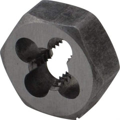 Interstate - 1/4-28 UNF Thread, 19/32" Hex, Left Hand Thread, Hex Rethreading Die - Carbon Steel, 1/4" Thick - Exact Industrial Supply