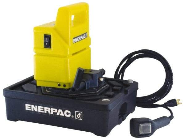 Enerpac - 10,000 psi Electric Hydraulic Pump & Jack - 1 Gal Oil Capacity, 3-Way, 2 Position Valve, Use with Single Acting Cylinders, Advance, Hold & Retract - Makers Industrial Supply