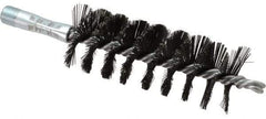 Schaefer Brush - 4-1/2" Brush Length, 1-3/4" Diam, Double Stem, Single Spiral Flue Brush - 7-1/2" Long, Tempered Steel Wire, 1/4" NPSM Male Connection - Makers Industrial Supply