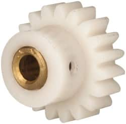 Made in USA - 24 Pitch, 0.791" Pitch Diam, 7/8" OD, 19 Tooth Spur Gear - 1/4" Face Width, 3/16" Bore Diam, 35/64" Hub Diam, 20° Pressure Angle, Acetal - Makers Industrial Supply