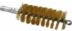 Schaefer Brush - 4-1/2" Brush Length, 1-3/4" Diam, Double Stem, Single Spiral Tube Brush - 8" Long, Brass, 1/4" NPSM Male Connection - Makers Industrial Supply