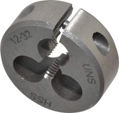 Interstate - #12-32 UNEF Thread, 1" Outside Diam High Speed Steel Round Die - Right Hand Thread, Adjustable - Exact Industrial Supply