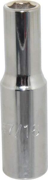 Proto - 7/16", 1/2" Drive, Deep Hand Socket - 6 Points, 3-1/4" OAL, Chrome Finish - Makers Industrial Supply