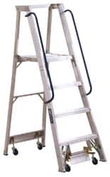 Louisville - 48" 4 Step Ladder - Rolling Platform Ladder, 300 Lb Capacity, 4" Platform Height, 24-1/4" Base Width x 44-3/4" Base Depth - Makers Industrial Supply