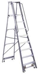 Louisville - 120" 10 Step Ladder - Rolling Platform Ladder, 300 Lb Capacity, 10" Platform Height, 33-1/4" Base Width x 76-3/4" Base Depth - Makers Industrial Supply