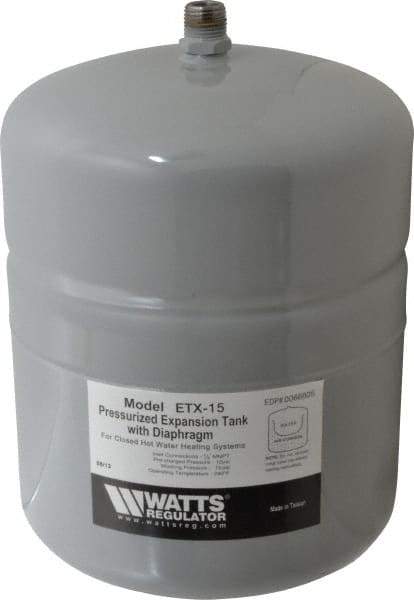 Watts - 1.0 Gallon Capacity, 2.1 Gallon Tank, 8 Inch Diameter, 12-1/2 Inch High, 1/2 Inch Port, Expansion Tank - Steel, Polymer Coating - Makers Industrial Supply