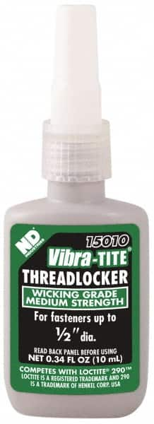 Vibra-Tite - 10 mL Bottle, Green, Medium Strength Liquid Threadlocker - Series 150, 24 hr Full Cure Time - Makers Industrial Supply