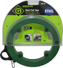 Greenlee - 50 Ft. Long x 1/8 Inch Wide, 3/64 Inch Thick, Steel Fish Tape - 400 Lb. Pulling Strength, Includes Case - Makers Industrial Supply