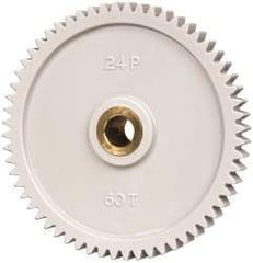 Made in USA - 24 Pitch, 2-1/2" Pitch Diam, 2.583" OD, 60 Tooth Spur Gear - 1/4" Face Width, 5/16" Bore Diam, 43/64" Hub Diam, 20° Pressure Angle, Acetal - Makers Industrial Supply