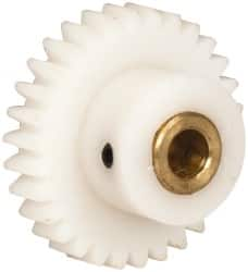 Made in USA - 32 Pitch, 15/16" Pitch Diam, 1" OD, 30 Tooth Spur Gear - 3/16" Face Width, 3/16" Bore Diam, 9/16" Hub Diam, 20° Pressure Angle, Acetal - Makers Industrial Supply