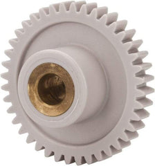 Made in USA - 32 Pitch, 1-1/4" Pitch Diam, 1-5/16" OD, 40 Tooth Spur Gear - 3/16" Face Width, 1/4" Bore Diam, 39/64" Hub Diam, 20° Pressure Angle, Acetal - Makers Industrial Supply