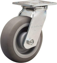 Hamilton - 6" Diam x 2" Wide x 7-1/2" OAH Top Plate Mount Swivel Caster - Rubber Mold on Polyolefin, 410 Lb Capacity, Straight Roller Bearing, 4 x 4-1/2" Plate - Makers Industrial Supply