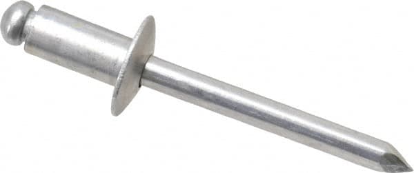 Marson - Button Head Aluminum Open End Blind Rivet - Aluminum Mandrel, 0.126" to 1/4" Grip, 1/2" Head Diam, 0.257" to 0.261" Hole Diam, 1/2" Length Under Head, 1/4" Body Diam - Makers Industrial Supply