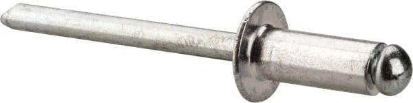 Marson - Button Head Aluminum Open End Blind Rivet - Steel Mandrel, 3/16" to 1/4" Grip, 3/8" Head Diam, 0.192" to 0.196" Hole Diam, 0.45" Length Under Head, 3/16" Body Diam - Makers Industrial Supply