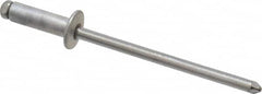 Marson - Button Head Aluminum Open End Blind Rivet - Steel Mandrel, 3/16" to 1/4" Grip, 1/4" Head Diam, 0.129" to 0.133" Hole Diam, 0.4" Length Under Head, 1/8" Body Diam - Makers Industrial Supply