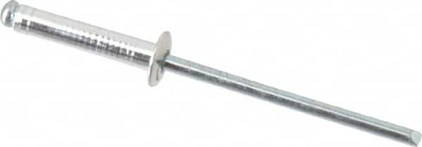 Marson - Button Head Aluminum Open End Blind Rivet - Steel Mandrel, 0.376" to 1/2" Grip, 1/4" Head Diam, 0.129" to 0.133" Hole Diam, 0.65" Length Under Head, 1/8" Body Diam - Makers Industrial Supply