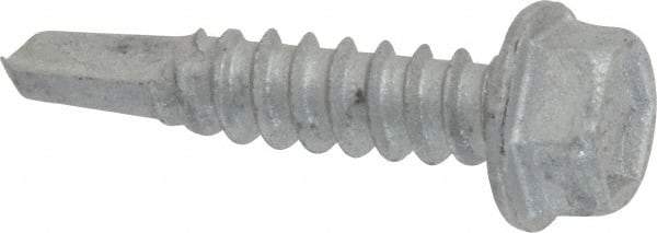 Buildex - #12, Hex Washer Head, Hex Drive, 1" Length Under Head, #3 Point, Self Drilling Screw - Steel - Makers Industrial Supply