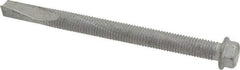 Buildex - 1/4", Hex Washer Head, Hex Drive, 3" Length Under Head, #5 Point, Self Drilling Screw - Steel - Makers Industrial Supply