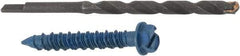 Made in USA - 1/4" Diam, 1-3/4" Length Under Head, Hex Drive, Concrete Screw & Masonry Fastener - Steel, Blue Climaseal Finish, Includes Drill Bit - Makers Industrial Supply